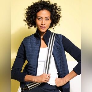 T by Talbots Quilted Mockneck Sweater Jacket
